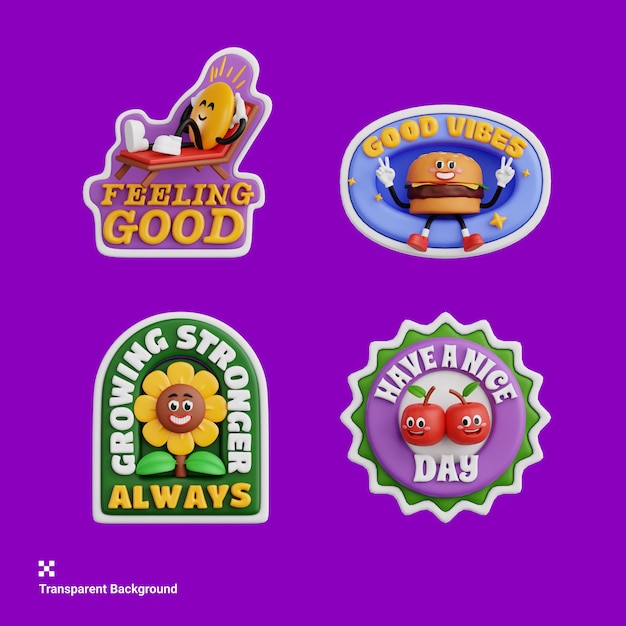 Retro Vibe Stickers Fühlen sich gut Gute Vibe Wachsen stärker Haben Sie einen schönen Tag