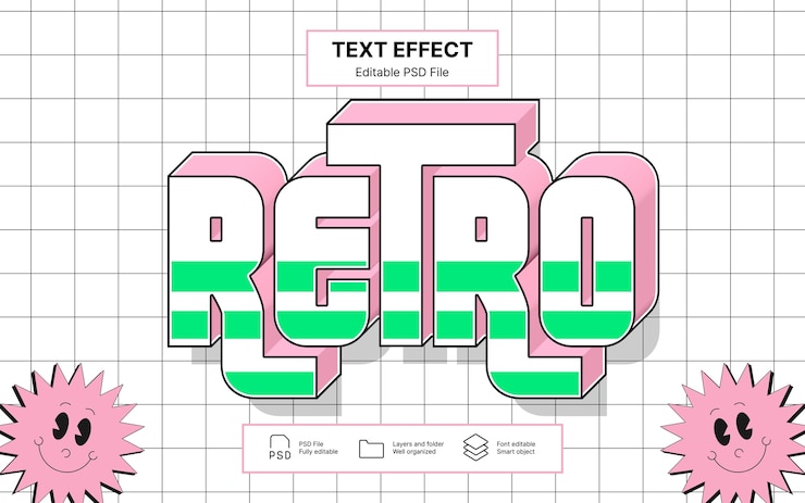 PSD retro vibes text effect