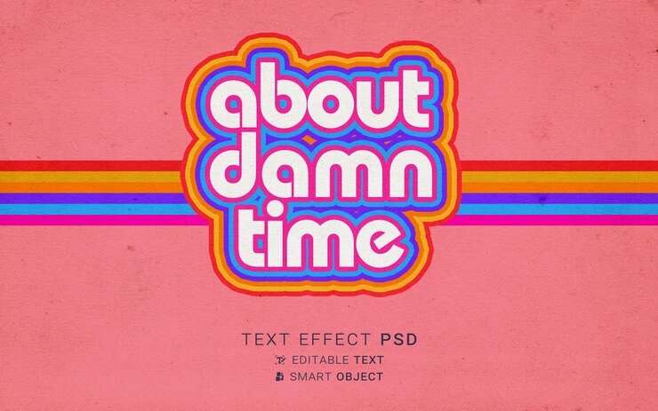 PSD retro vintage efecto de texto en color