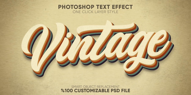 PSD retro, vintage texteffekt 70er und 80er jahre textstil vorlage