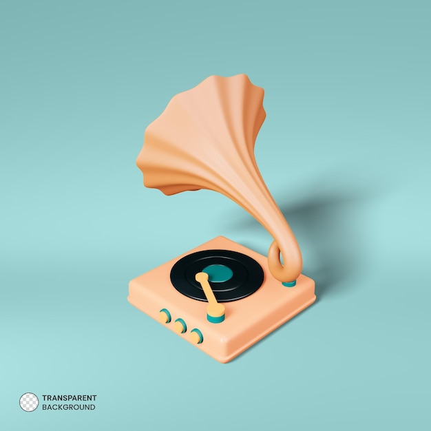 Retro-Vinyl-Disk-Grammophon-Symbol isolierte 3D-Render-Illustration