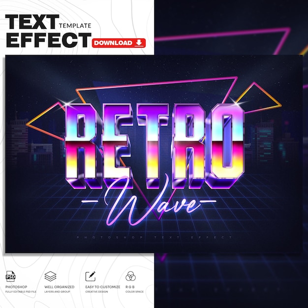 Retro Wave Text Effekt