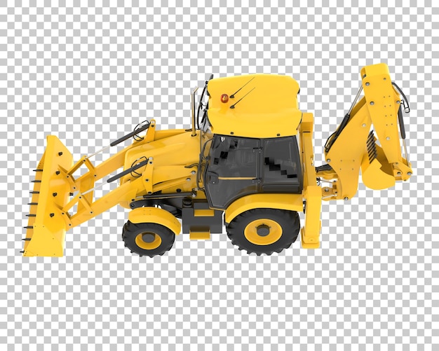 Retroexcavadora sobre fondo transparente Ilustración de renderizado 3d