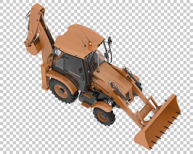 Retroexcavadora sobre fondo transparente Ilustración de renderizado 3d