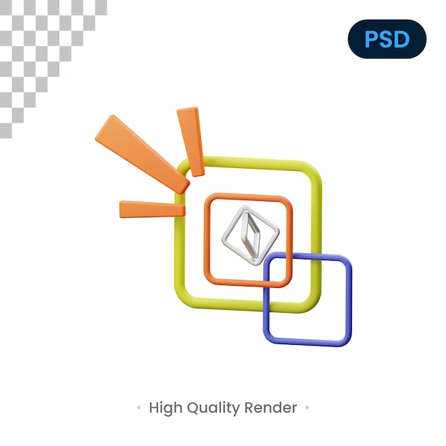 Rettangolo Render 3D Illustrazione Psd Premium