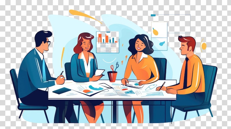 PSD reunião de escritório png em fundo transparente