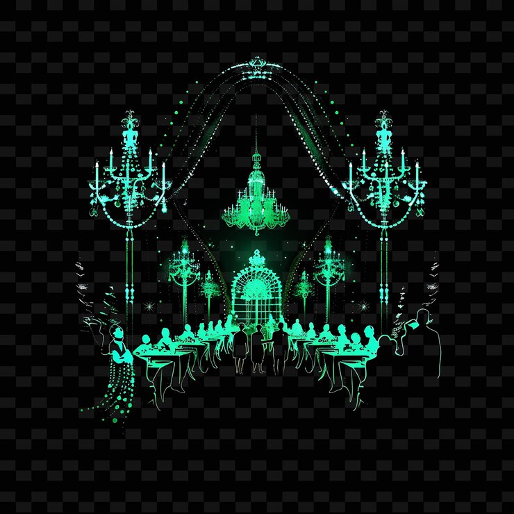 PSD reunión de fondos de neón reluciente con donantes e invitados paisaje neon line art vista de la ciudad fondo