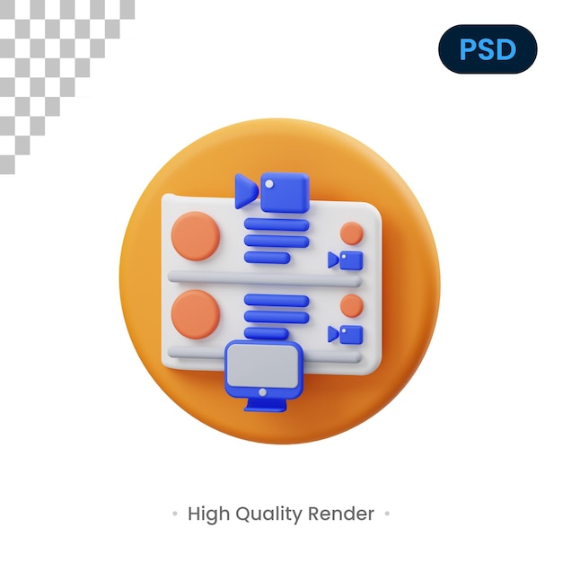 Reunión en línea 3D Render Ilustración Premium Psd