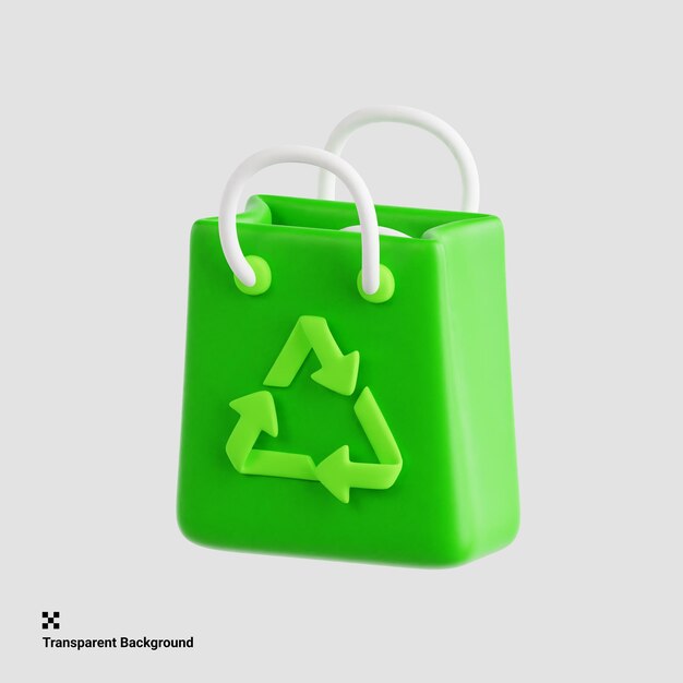 Reutilización de la bolsa de compras ilustración de icono 3d para el día de la tierra
