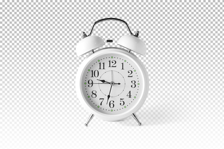 PSD réveil blanc isolé