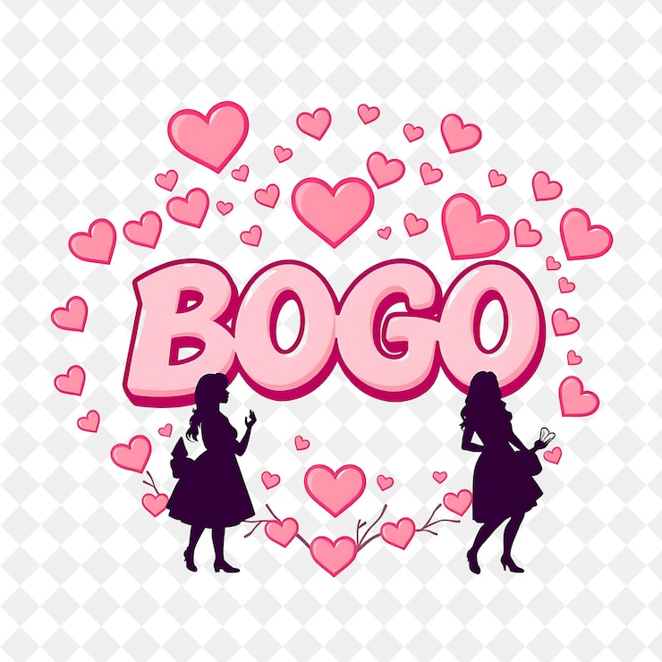 PSD reverse harem texto bogo cercado por corações e silhuetas bonitas texto é curvo e feminino