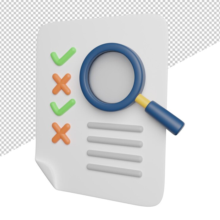 PSD revisão da lista de banco de dados vista lateral ilustração do ícone de renderização 3d em fundo transparente