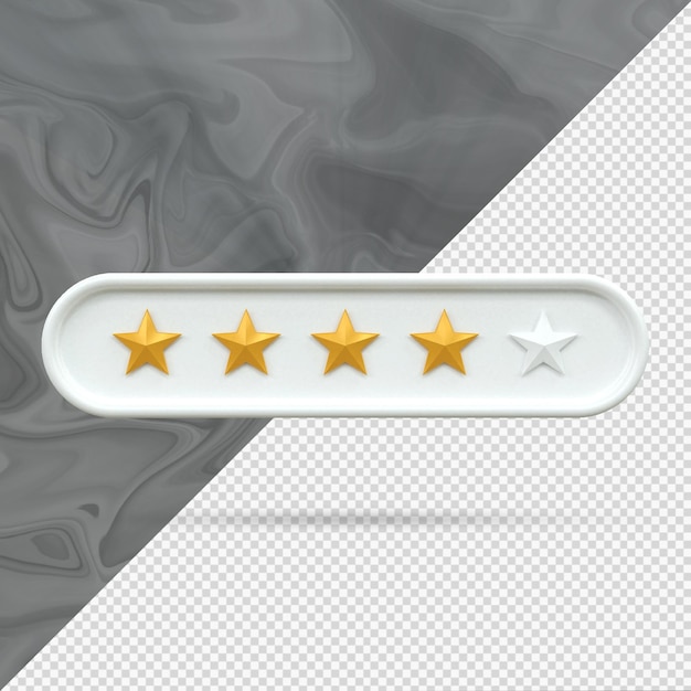 PSD revisão da taxa de quatro estrelas de ouro experiência do cliente serviço de qualidade excelente conceito de feedback renderização 3d