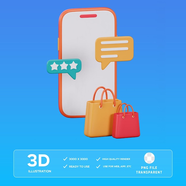 Revisão de ilustração de ícones 3D