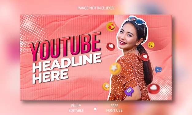 Revisão de vídeo PSD miniatura do canal do youtube e banner premium da web psd