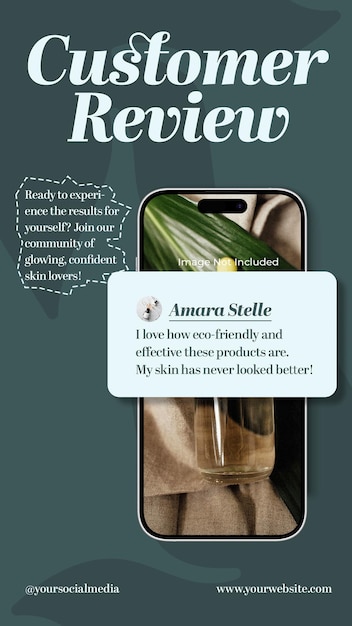 Revisión del cliente de PSD Testimonial de cuidado de la piel ecológico plantilla de historia de Instagram