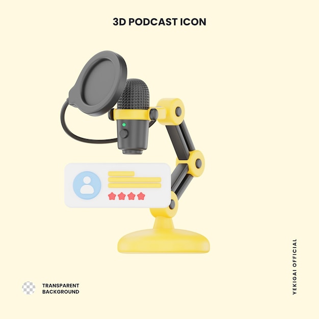 Révision du podcast 3D Illustration du podcast pour l'infographie de l'application web uiux, etc.