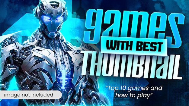Revisión moderna de videojuegos canal de youtube miniatura plantilla de banner web para jugadores portada de video psd
