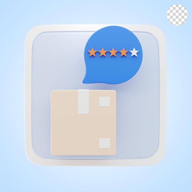 revisión del producto icono e ilustración en 3D