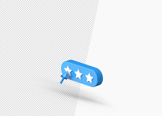 Revisión del producto o retroalimentación de calificación de 5 estrellas icono 3D aislado
