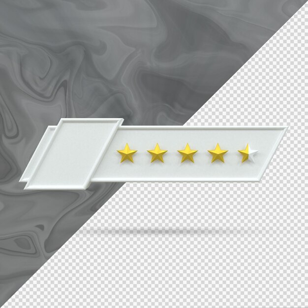 Revisión de la tarifa de 45 estrellas doradas experiencia del cliente servicio de calidad excelente concepto de retroalimentación render 3d