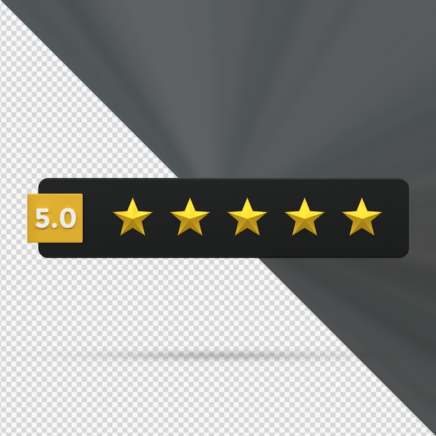 revisión de la tarifa de la estrella de oro experiencia del cliente servicio de calidad excelente concepto de retroalimentación 3d render