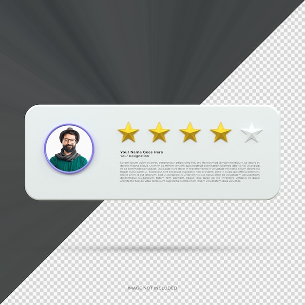 revisión de la tarifa de la estrella de oro experiencia del cliente servicio de calidad excelente concepto de retroalimentación 3d render