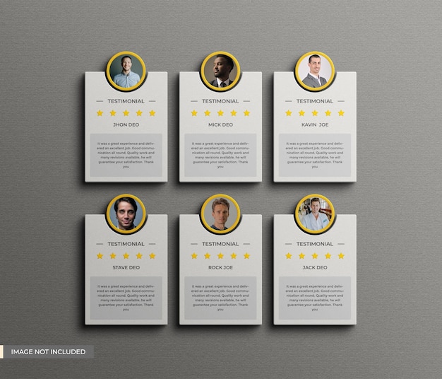 Revisione del feedback dei clienti o mockup di testimonianze
