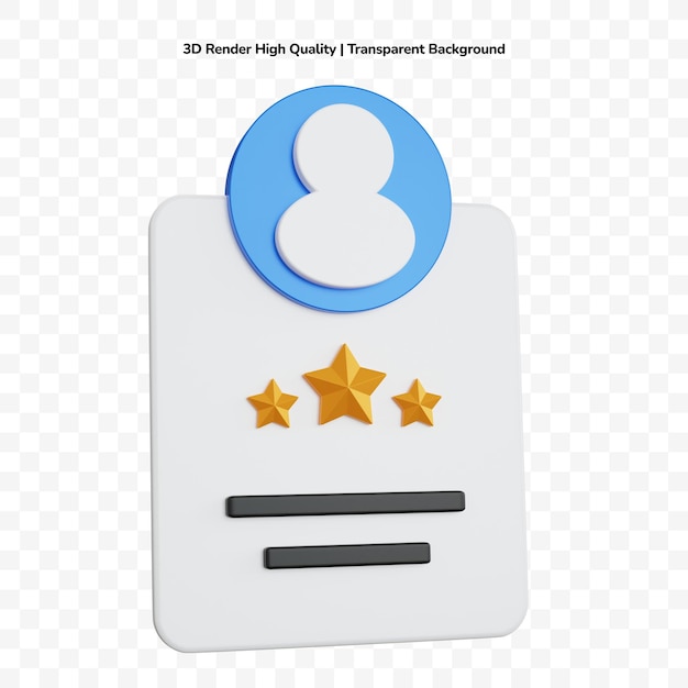 Revisione del feedback del rendering 3D con tre stelle e account isolato