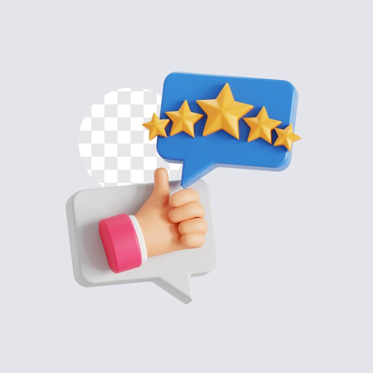 PSD revisões positivas do cliente do ícone 3d