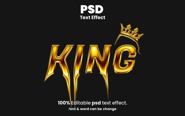 PSD el rey de la fusión del oro efecto de texto psd