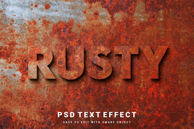 PSD rezavý textový efekt