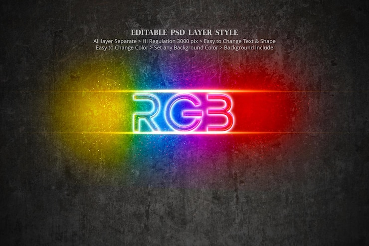 PSD rgb editable text effect