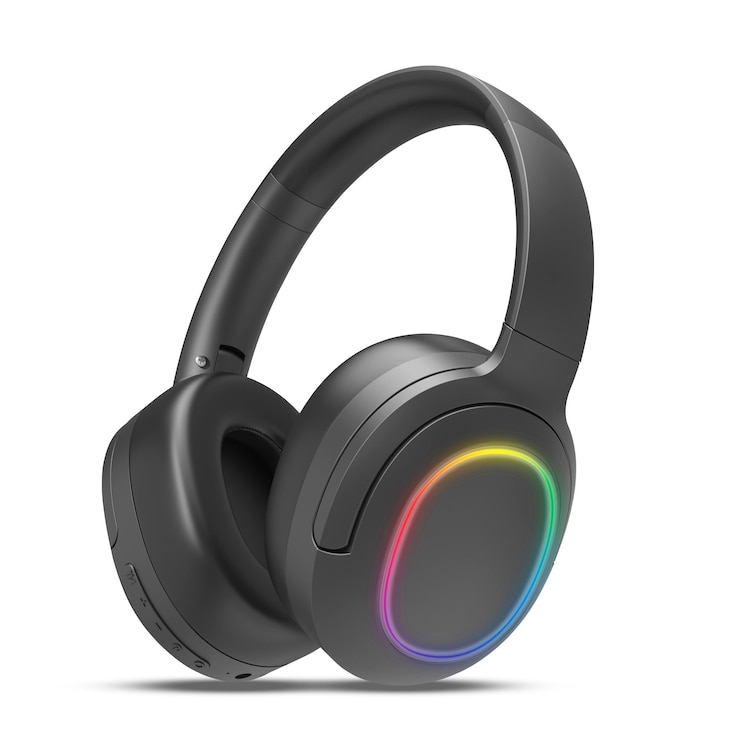 PSD rgb lighting beige color wireless headphone