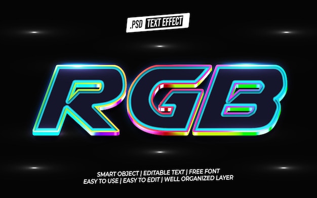 RGB Text Effect - PSD Editable Text