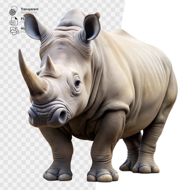 PSD un rhinocéros sur un fond transparent