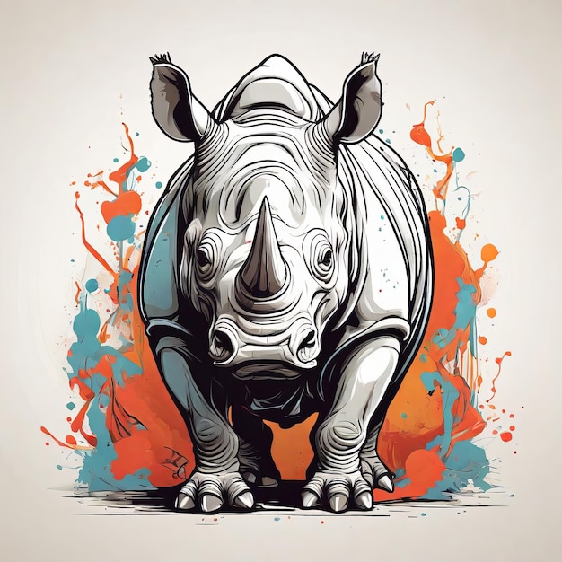 PSD rhinoceros ilustración de animales para impresión creativa