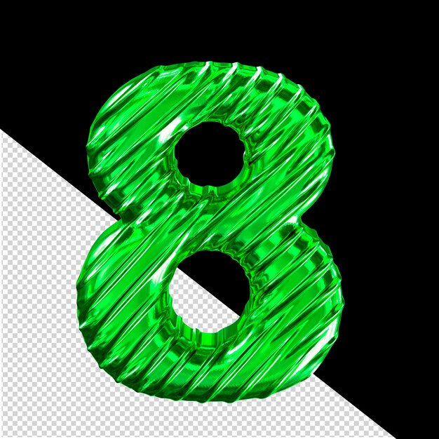 Ribbiges grünes 3D-Symbol Nummer 8
