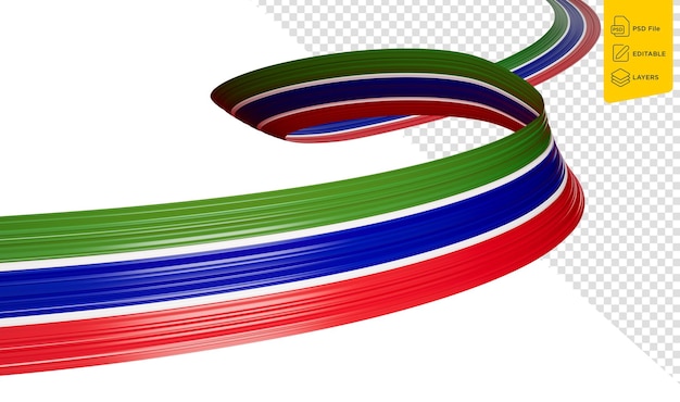 Ribbon oder Banner mit der Flagge Gambias Unabhängigkeitstag 3D-Illustration