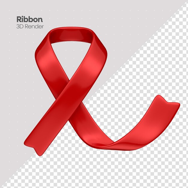 Ribbon red día mundial del cáncer renderizado en 3d