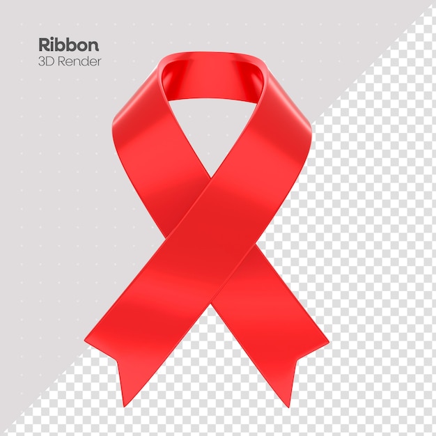 Ribbon red día mundial del cáncer renderizado en 3d