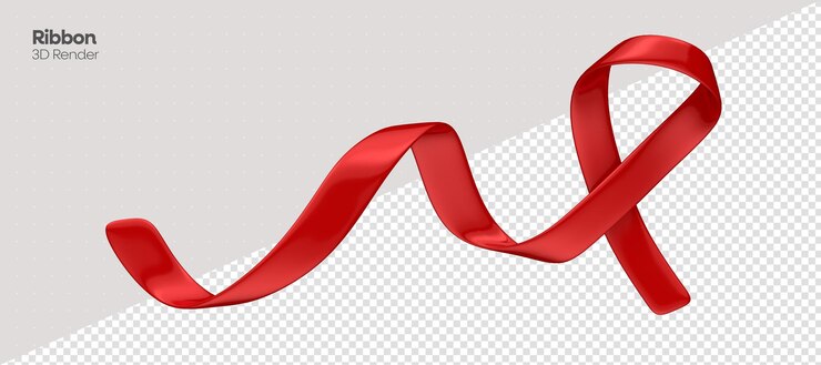 PSD ribbon red día mundial del cáncer renderizado en 3d