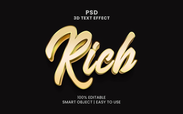 Ricco effetto di testo in stile 3D PSD