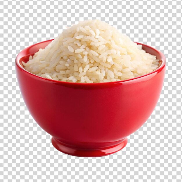 PSD rice on red bowl isolated on transparent background