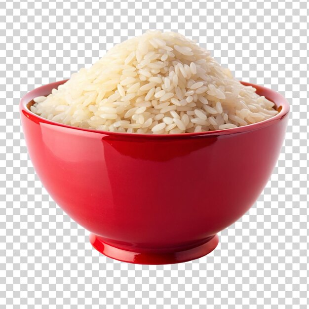 PSD rice on red bowl isolated on transparent background