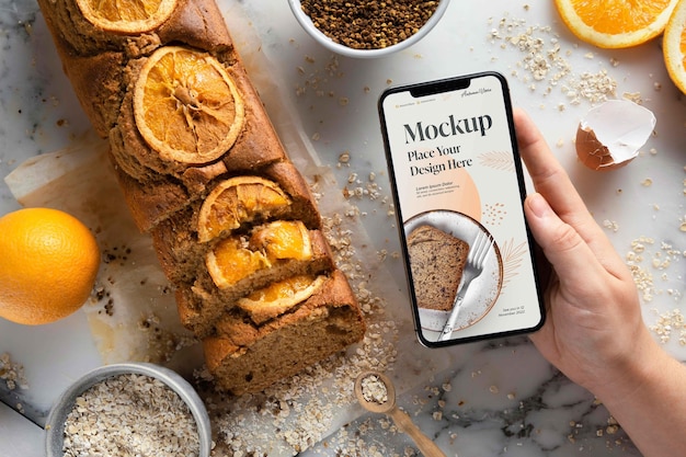 Ricetta dolce sana con smartphone mock-up