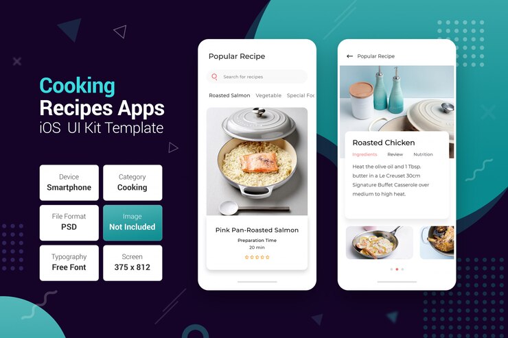 PSD ricette di cucina ordina app mobili online
