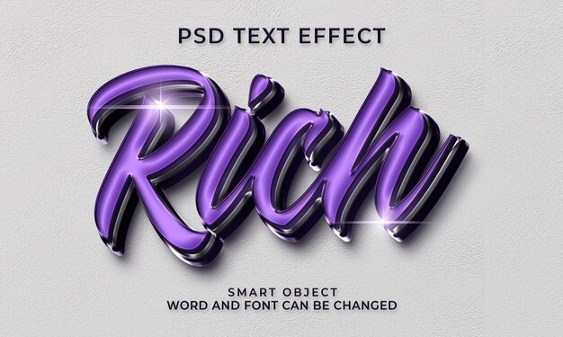 Rich 3D elegante lila Texteffektvorlage