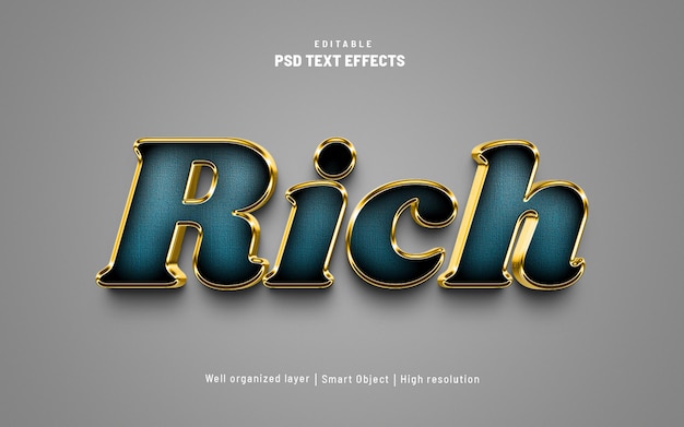 Rich gold editierbarer 3d-texteffekt