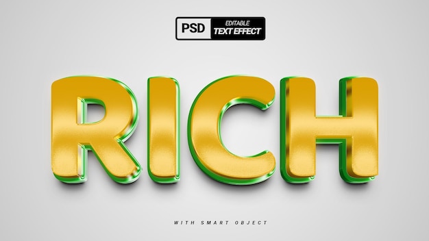 Rich golden green shiny elegant luxury 3d text effect template design